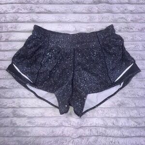 Lululemon Shorts Women's‎ 6 Hotty Hot 2" Running Black Outer Space Speckled Yoga